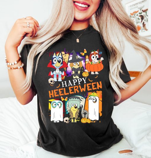 Vintage Happy Heelerween Bluey Shirt, Bluey Trick Or Treat Sweatshirt, Bluey Bingo T-shirt